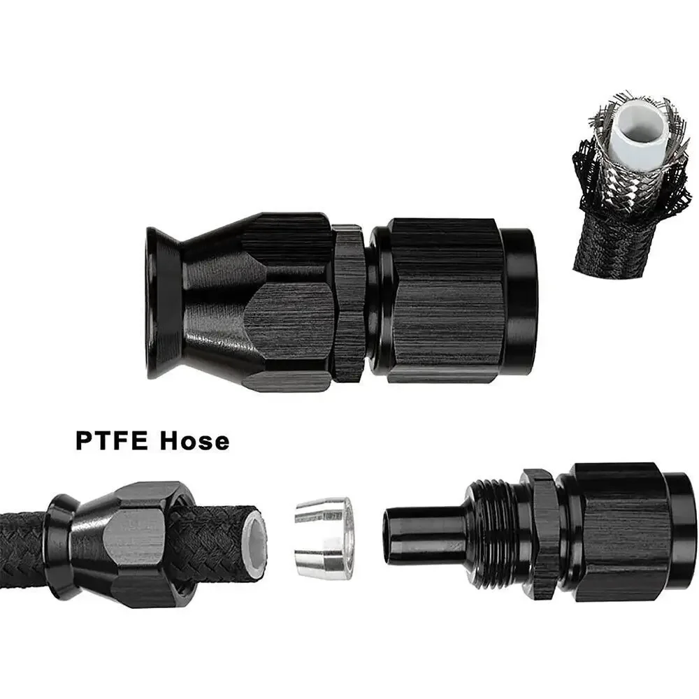 AN4 AN6 AN8 AN10 ナイロン編組 PTFE 燃料ライン 10FT 10 個継手ホースキット E85 ブラック TF-1054