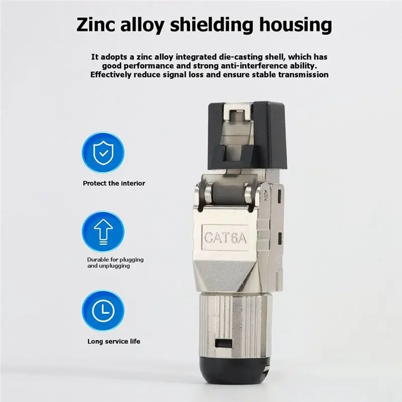 ABKP-RJ45 Cat6a Connector Shielded Toolless Modular Termination Plug 10PCS 2000Mhz 40G LAN Cable For 22AWG-24AWG
