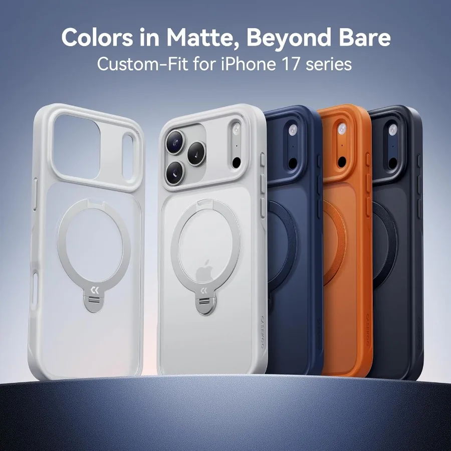 Custodia con supporto magnetico bianco con rotazione a 360 gradi con protezione di grado militare da 18 piedi e scudo per fotocamera per dispositivi 17 Pro da 6,3 pollici Slim Matte