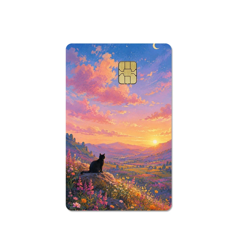 Cat Landscape Chip Card Sticker Artistic Bank Card Skin Sticker For Credit Debit Transportation Card Decorative Waterproof Cover