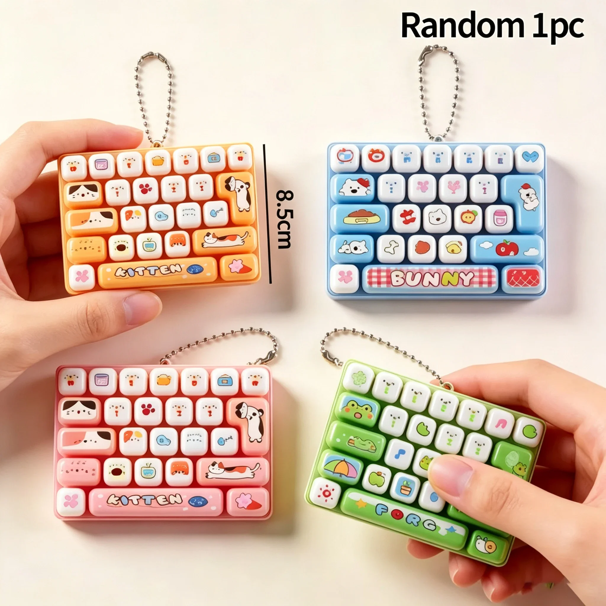 Mini 26 Key Caps Clicker Keychain 26 Keys Fidget Toy Anti Stress Keyboard Keyring Portable Bag Charm Fingertip Decompression Toy