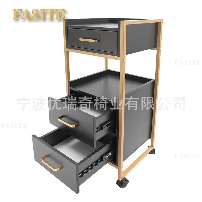 For Barber Shop Removable Hair Dyeing Ironing Tool Cart Rack Cabinet Storage Trolley with Wheels Professional Beauty