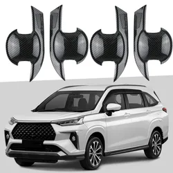 Carbon Fiber Car Door Handle Bowl Cover Trim Frame for Toyota Avanza Premio Veloz Cross 2022 2023 2024 Door Handle Stickers