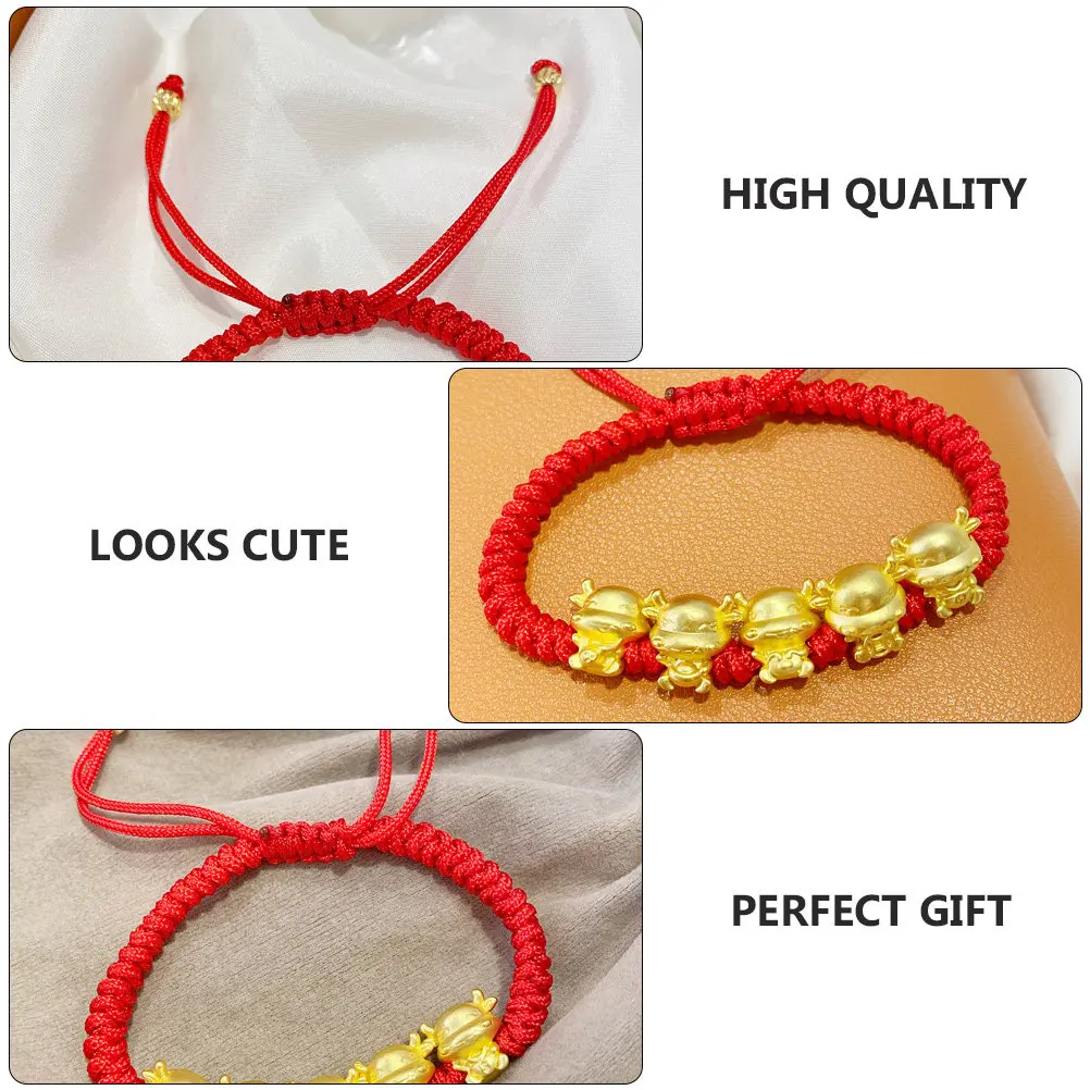 1Pcs Elegant Cow Zodiac Red Rope Bracelet Traditional Blessing Wrist Chain Women Street Shooting Accessory Retro Style Party