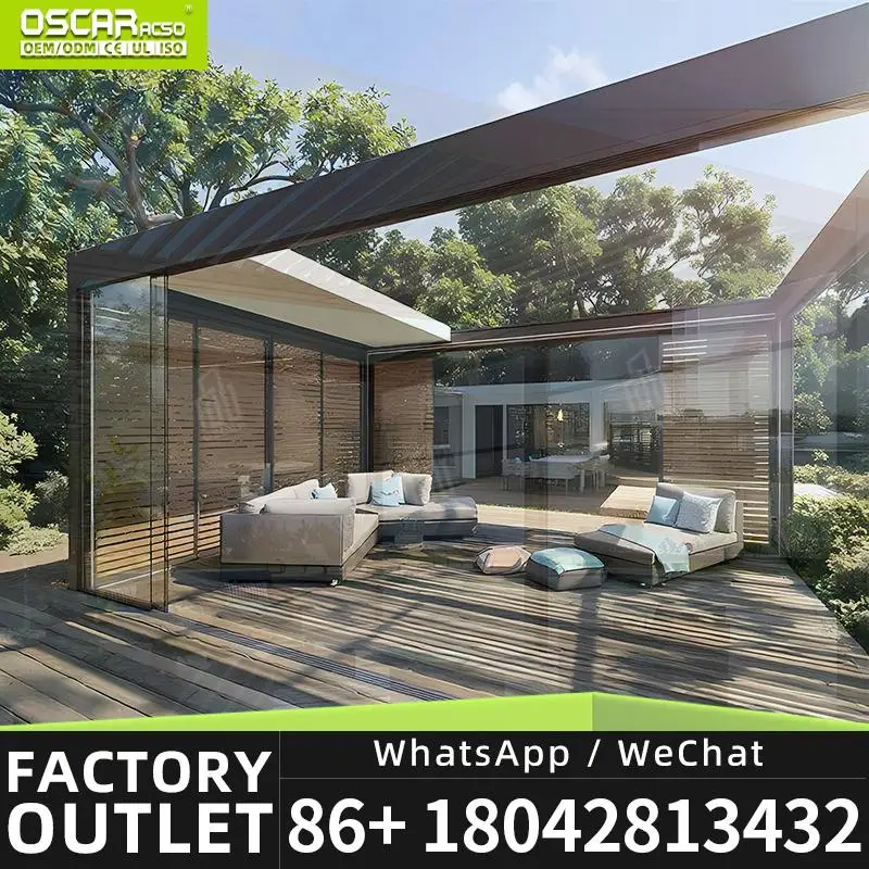 High Quality Waterproof Wall Mounted Louvre Aluminum Pergola for Garden Outdoor Patio Backyard Louver Pergola