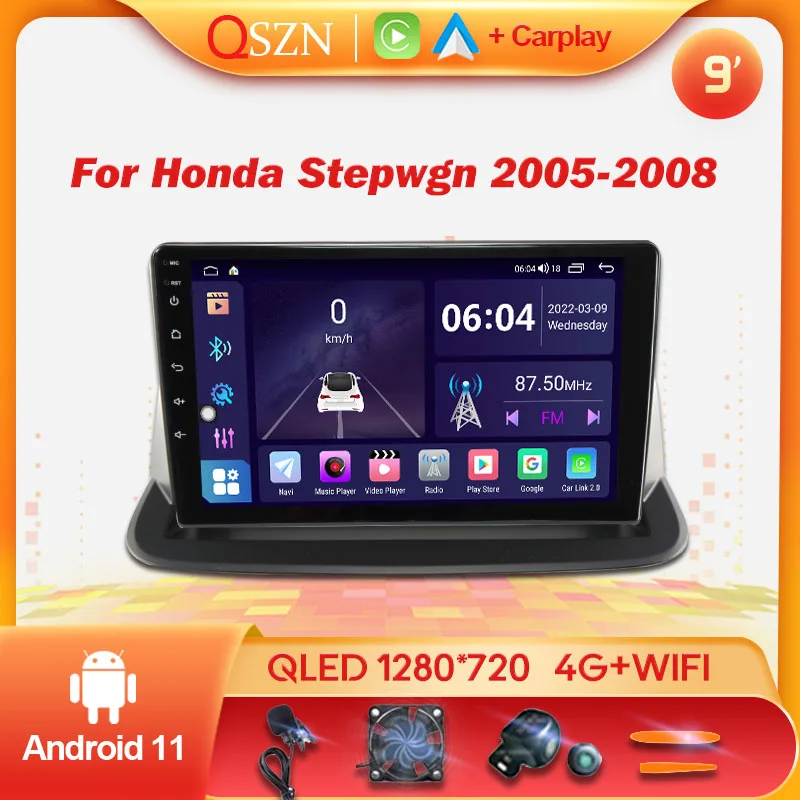 QSZN For Honda Stepwgn 2005 - 2008 RHD Car Radio Carplay Multimedia Android 11.0 Carplay Autoradio GPS Stereo Video Player 2Din