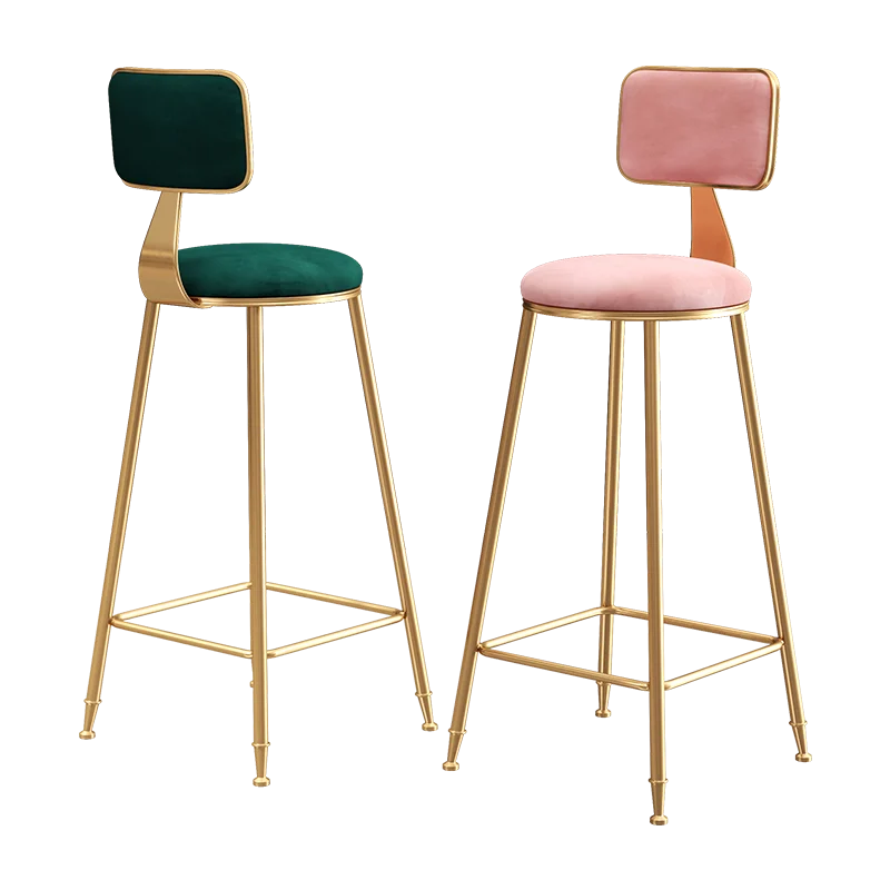 

Nordic gold wrought iron bar chair Modern cafe bar high stool Back chair