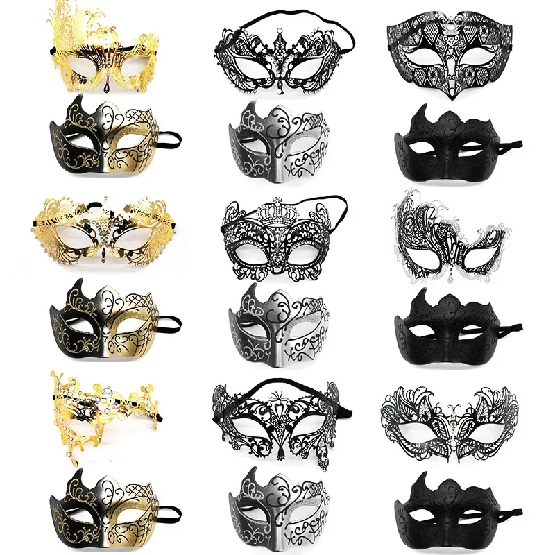 Masque de maquillage pour femmes et hommes, Rhde carnaval, princesse, œil noir, métal, fer, diamant, sexy