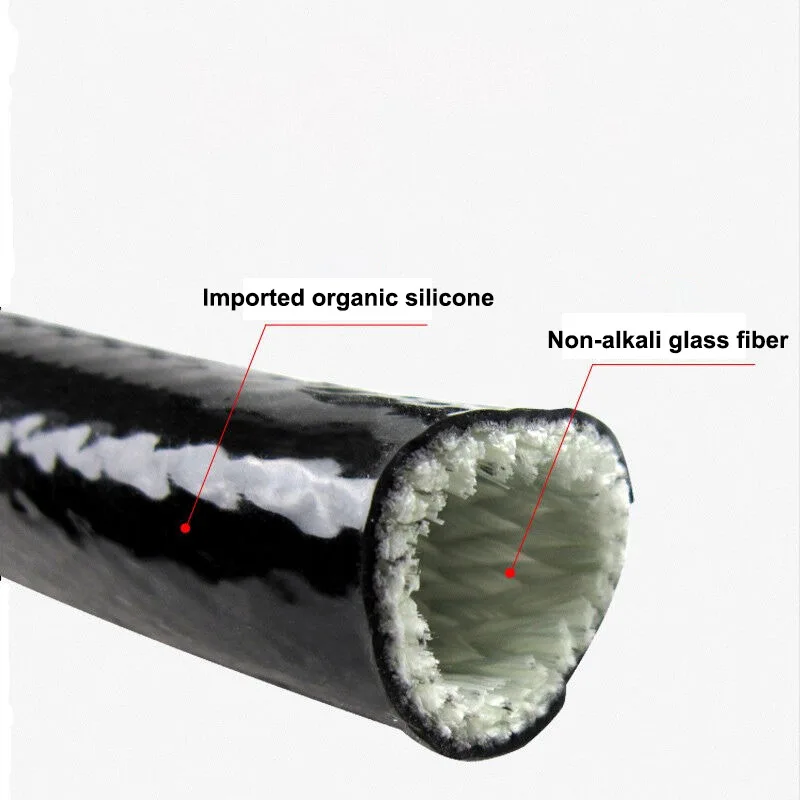 1M 4-100mm czarna odporna na wysokie temperatury rurka z włókna szklanego powlekana żywicą silikonową pleciona ognioodporna obudowa ognioodporne rękawa