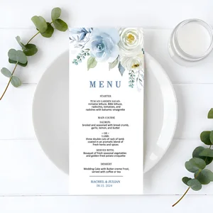 Personalized wedding menu cards with vegetables and floral, custom table menu, 5 pces, 20 pces, 100 pces 8 Main Sales Menu Menu - №7