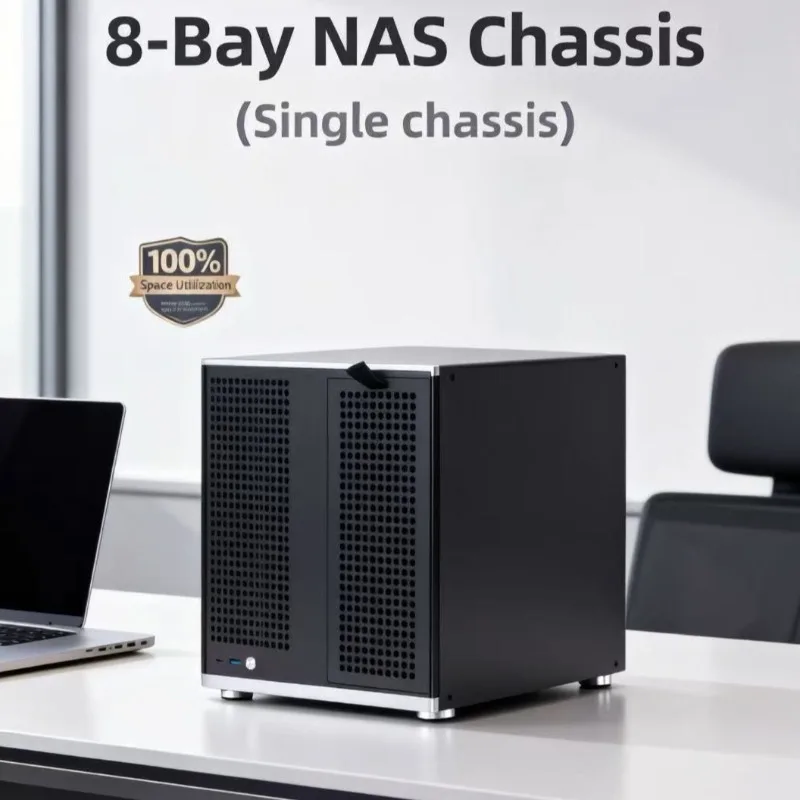 Sagittarius 8Bay NAS Chassis Tool Less Design Dual Chamber MATX Case with Backplane Isolated Cooling for UNRAID AIO 8Bay NAS