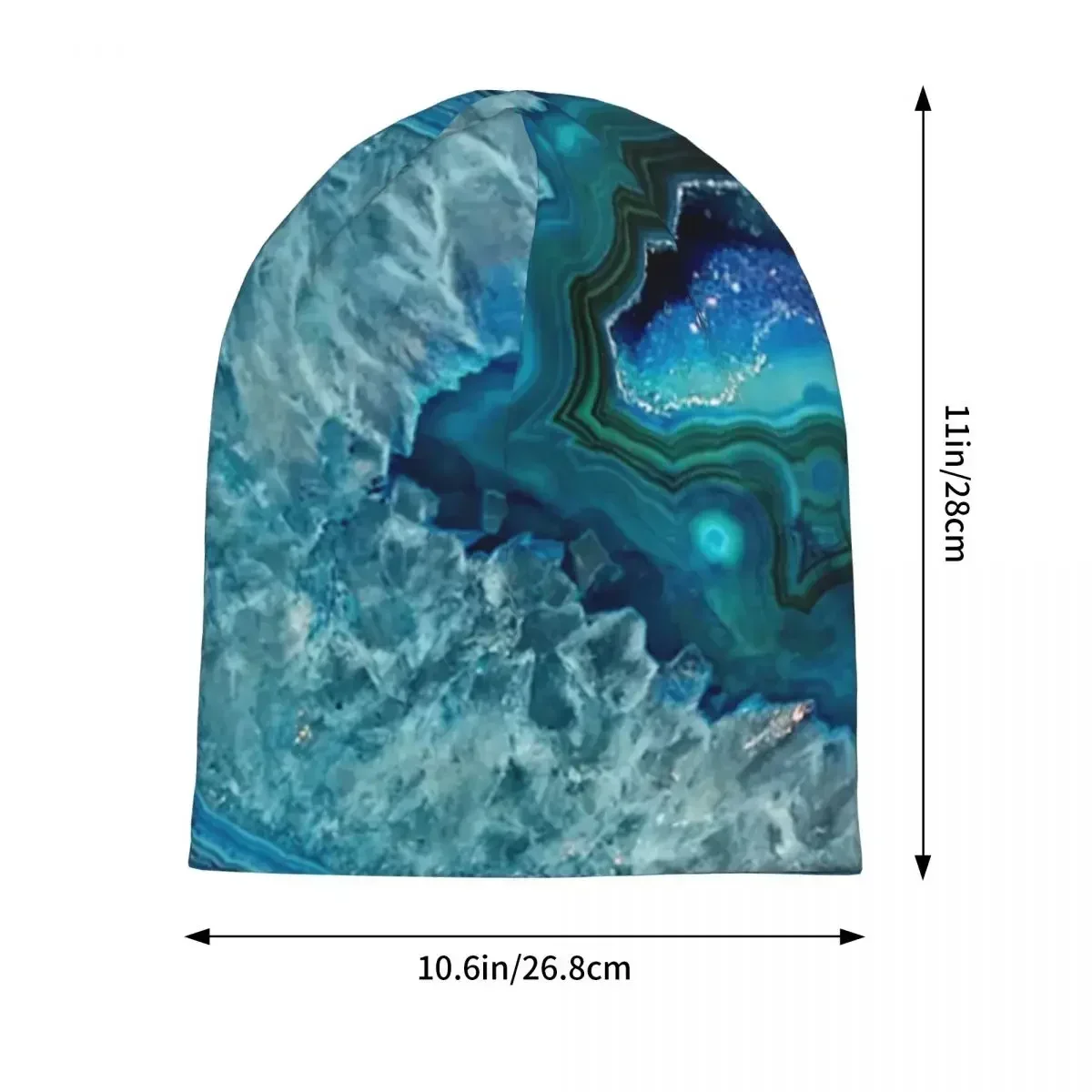 البط البري أكوا الفيروز الأزرق روك العقيق بلورات معدنية نمط دافئ محبوك قبعة الهيب هوب بونيه قبعة قبعة حريمي للرجال والنساء