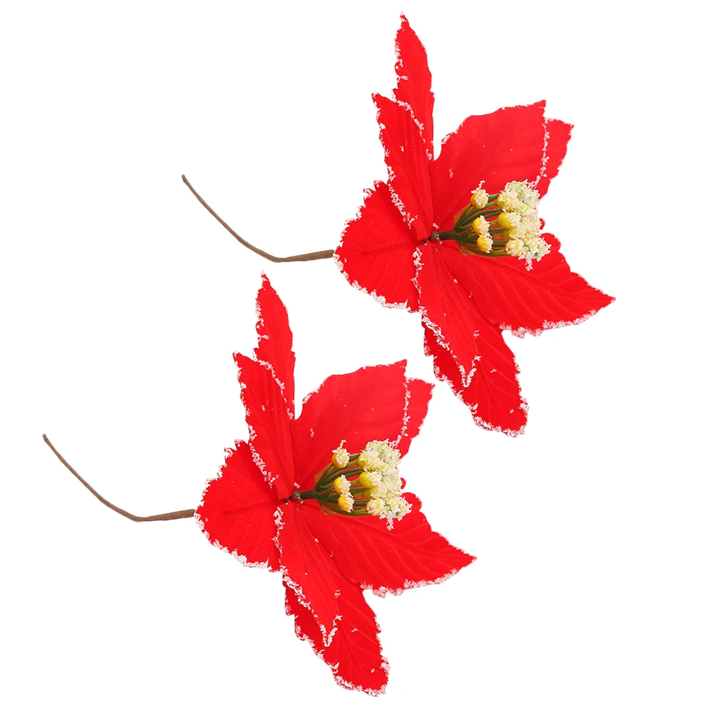 

2pcs Artificial Christmas Flowers Decoration for Vase Tree Wreath Reusable Pendant Xmas Supplies Festive DecorationsFlower