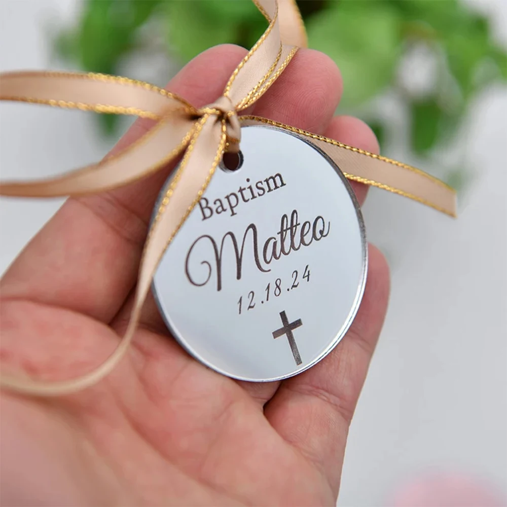 20/50/100 Stück personalisierte Tag Taufe Tags Baby Show Graal gravierte Spiegel Acryl Willkommen Baby Hochzeit Dekoration individuelles Geschenk