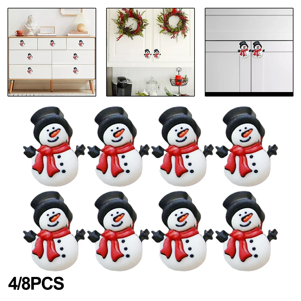 

4/8pcs Christmas Cabinet Handles Christmas Snowman Handle Covers Dresser Drawer Handles Christmas Home Decoration 5x3cm