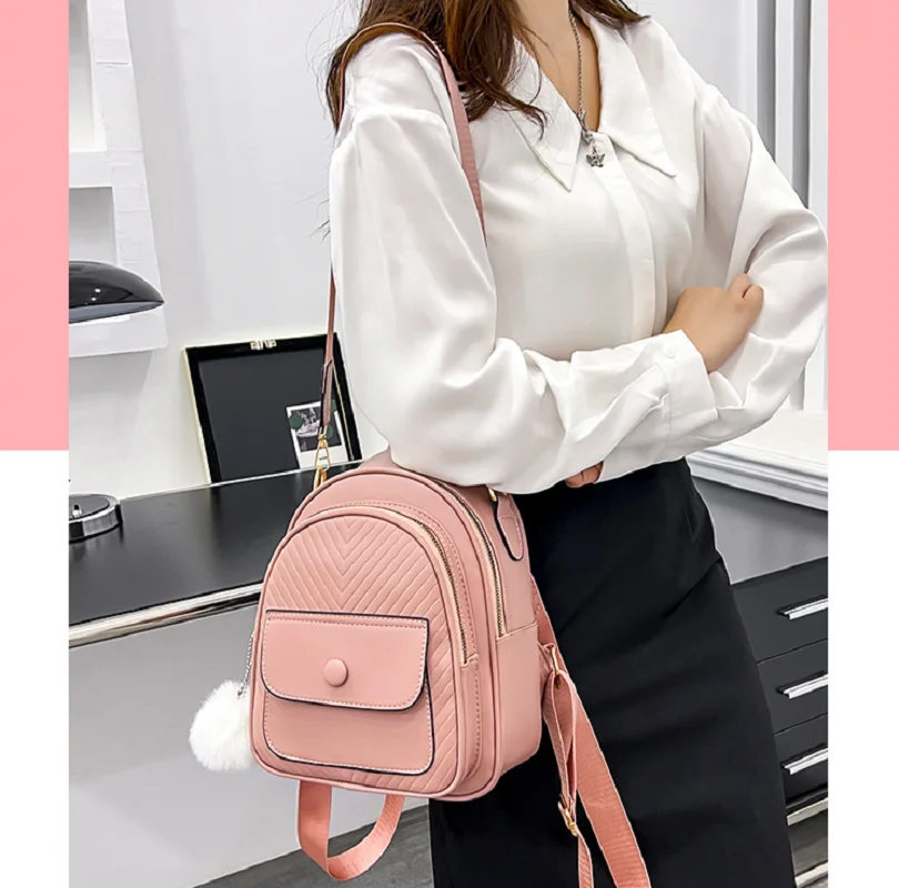 2025 Korean New Fashion Women's High Quality Leather Backpack Multifunctional Shoulder Bags Totes Messenger Bag Travel Backpacks