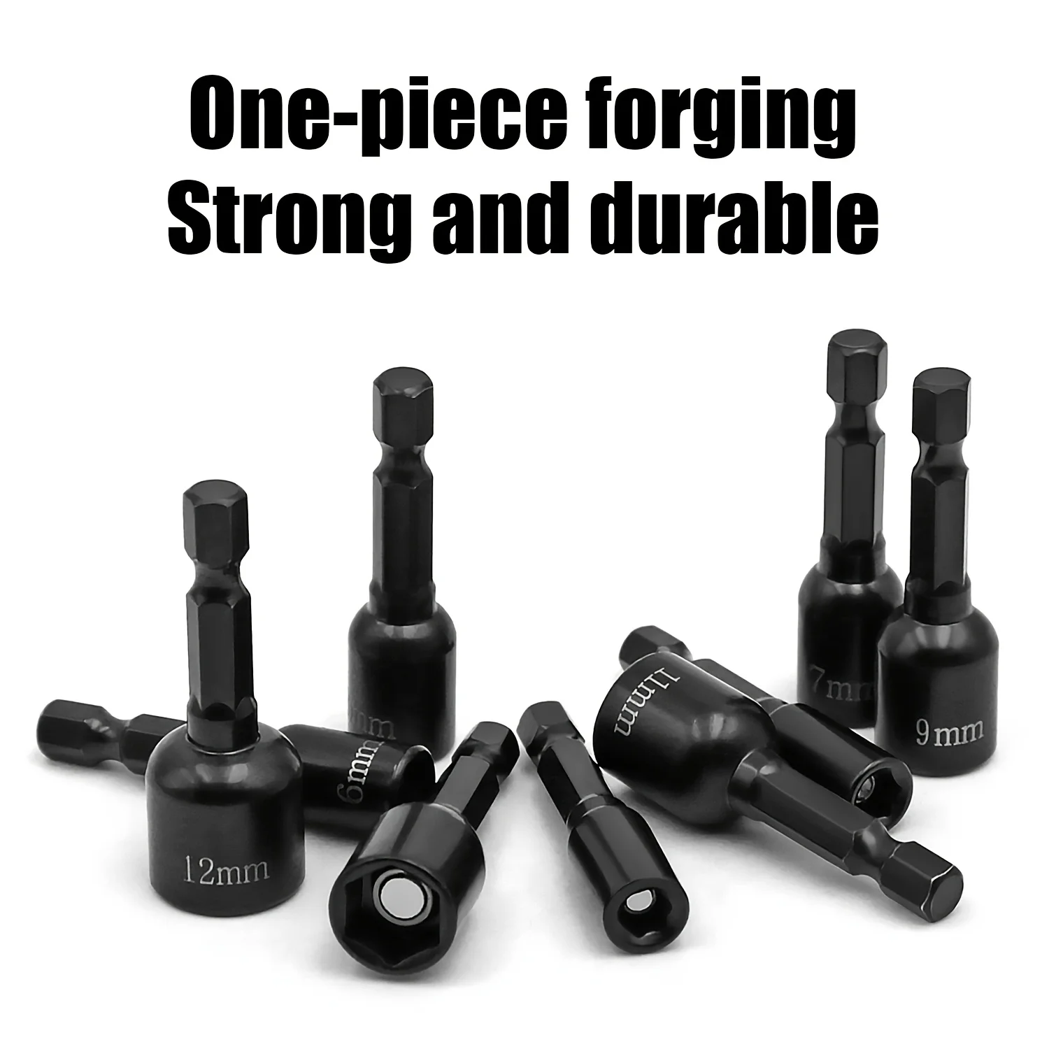 9pcs Power Nut Driver Set Metric Hex Socket Drill Bits Chuck Adapter, Electronic Hex Key Socket Set with 1/4 Inch Hex Shank