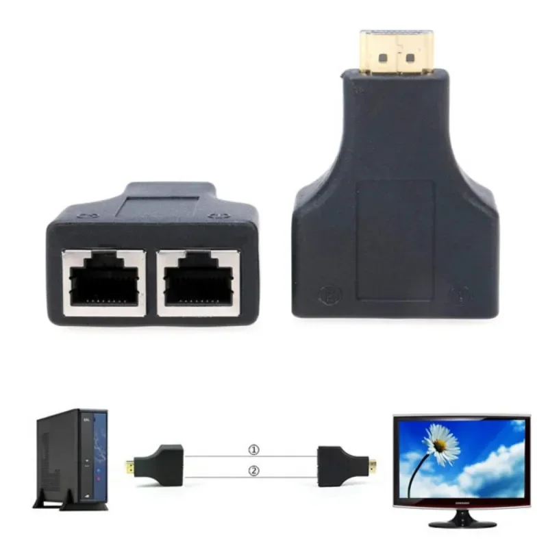 Pengulang Extender Balun Ethernet LAN UTP CAT5e CAT6 Over RJ45 yang kompatibel dengan HDMI - 1080p3D HD Dropshipping
