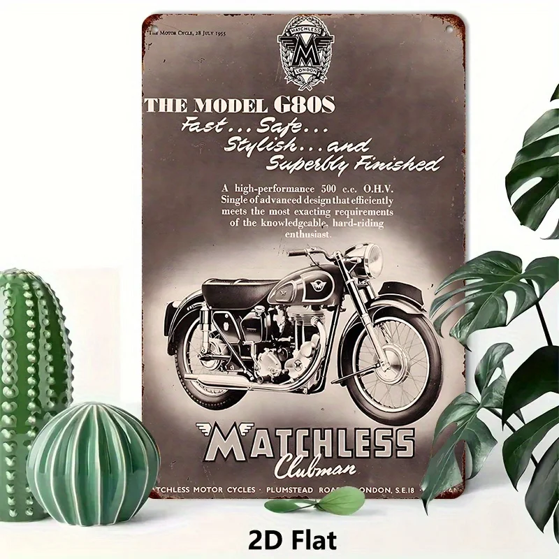 [Vintage Motorcycle Poster] Matchless G80S Vintage Ad Poster |  1955 Edition, Classic British Motorbike Artwork, Metal Tin Signs