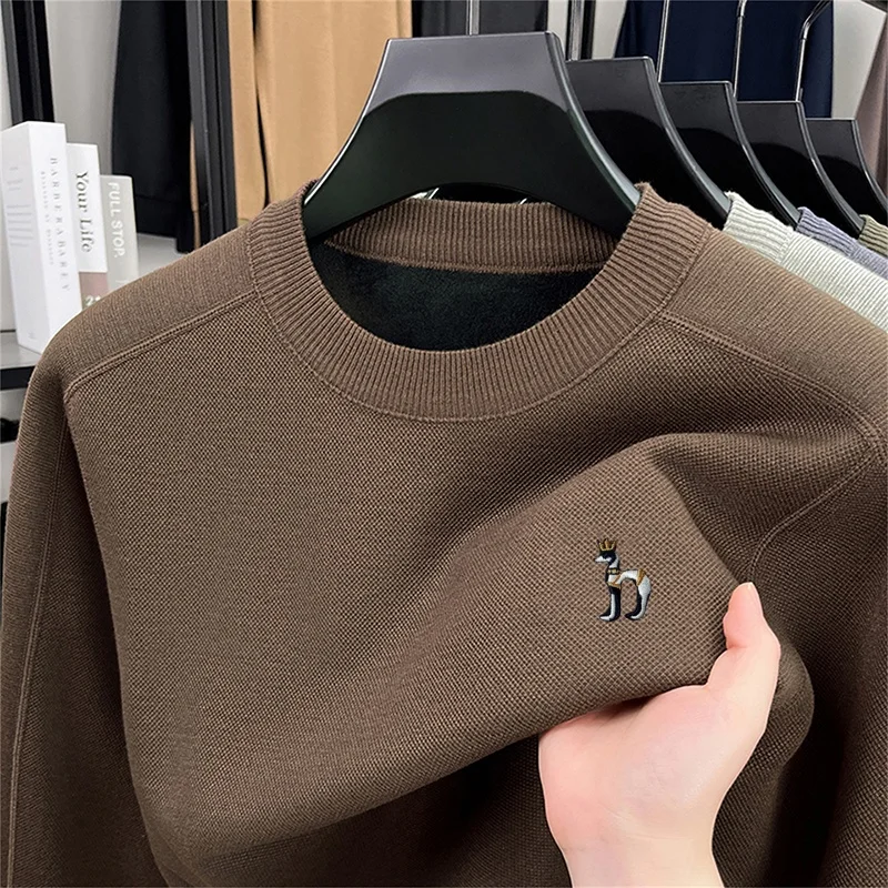 مصمم الأصلي الرجال طويلة الأكمام متماسكة سترة جولة الرقبة التطريز الخريف رائعة تي شيرت الترفيه الأعمال ملابس للرجال #5