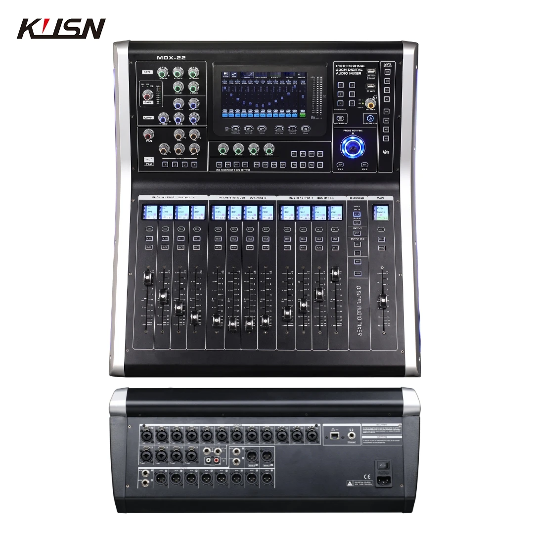 22 Channel  Professional Digital Mixer Electric Fader Remote Control Mixing Console DSP Sound Mixer with 4.3 Inch Touchscreen