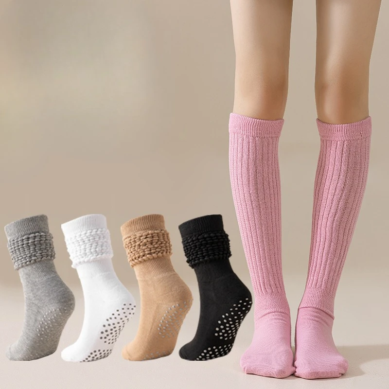 1/8 pairs Casual comfortable solid color pile socks women new autumn winter fashion versatile sports anti slip women long socks