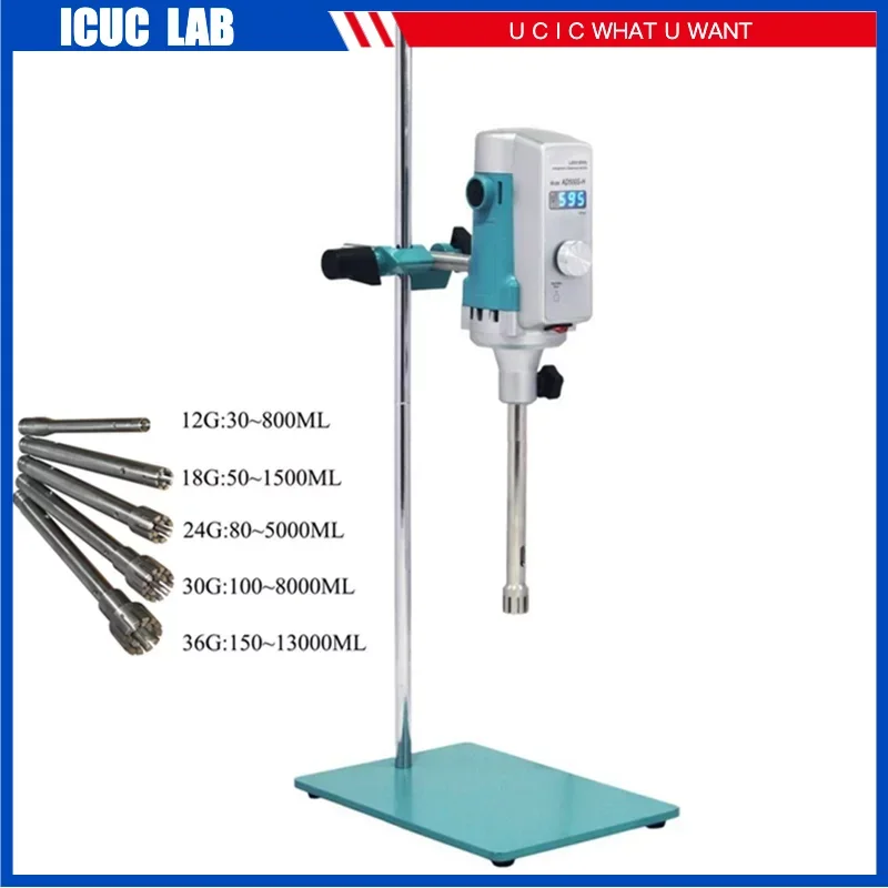 led digital high shear dispersor emulsionante homogeneizador maquina misturadora com cabeca de trabalho ad500s h 30 a 13000ml lab 01