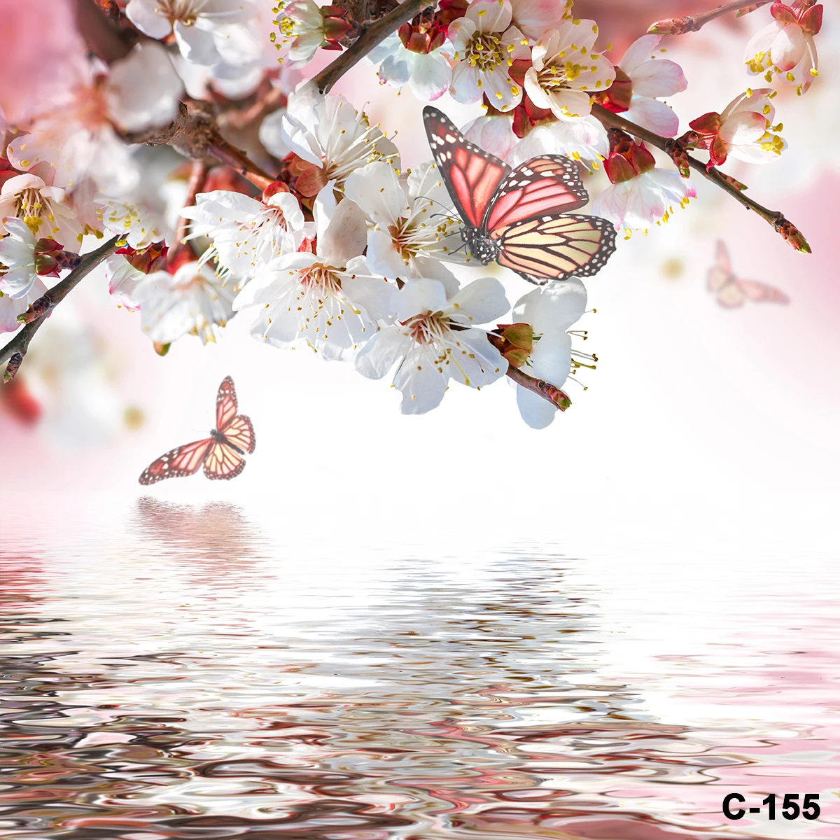 Arrière-plan de photographie de style panting pour adultes et enfants, papillon de fleurs de fleurs, toile de fond de photographie de printemps, art scénique, portrait de dame, studio photo