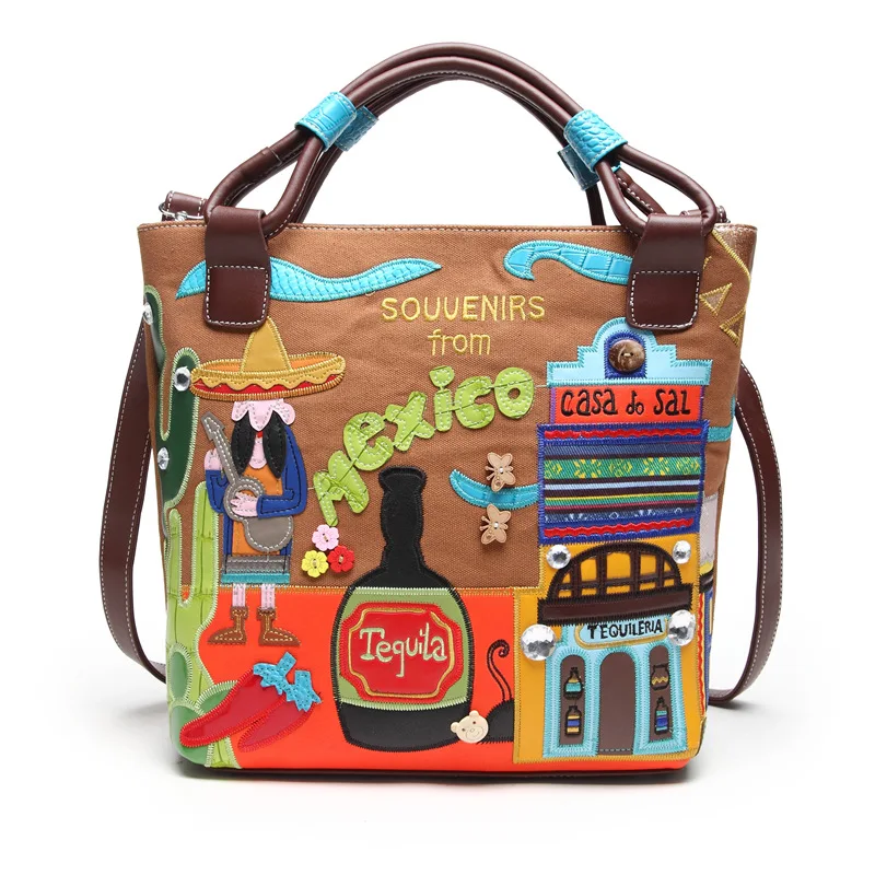 

2024 New Retro Graffiti Handheld Crossbody Bag Korean Edition Hand Embroidered Trendy Bag Creative Embroidered Canvas Bag pu