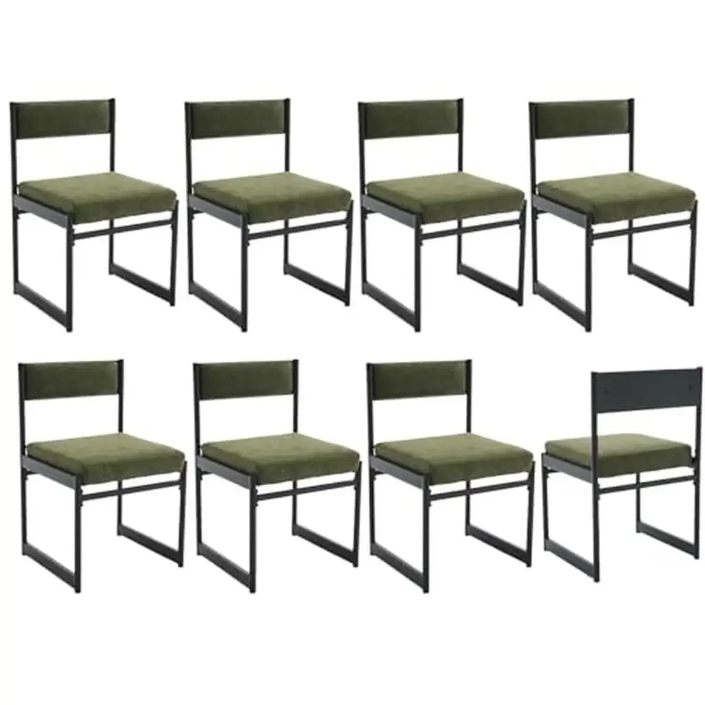 Modern Upholstered Dining Chairs Set 8 Metal Frame Armless Fabric Side Chair High Weight Capacity Rotatable Foot Pad Easy