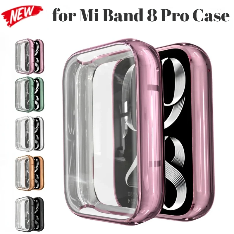 Soft TPU Case for Xiaomi Mi Band 8 Pro Shell Screen Bumper Protector Accessories Plating Cover for Mi Band 8 Pro Protective Case