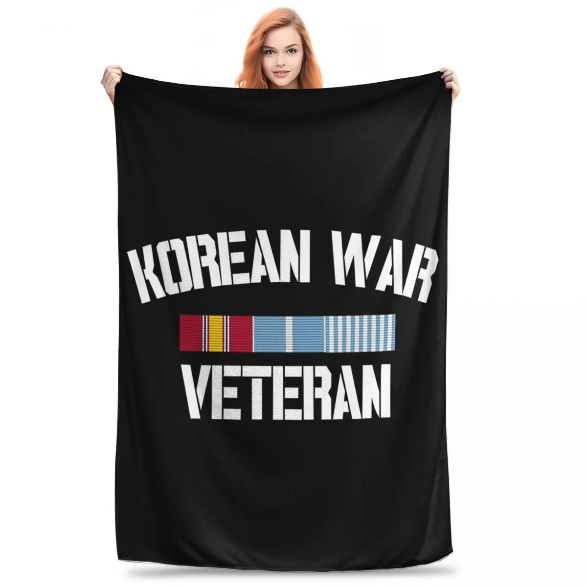 Korean War Veteran Pride Korea Service Ribbon Blankets Fleece Breathable Sofa Throw Blankets For CouchOutdoor Throws Bedspread