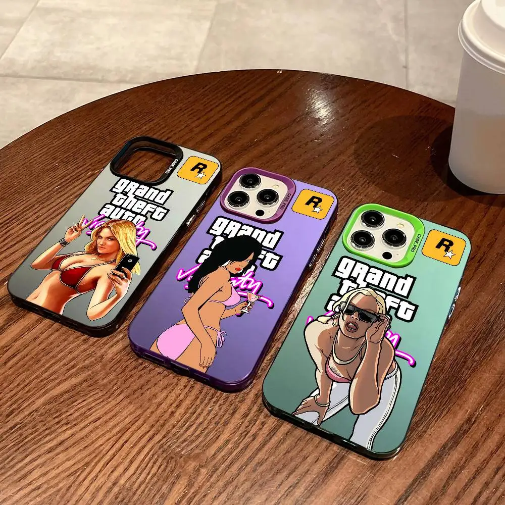 حار لاعب واحد لعبة Rstars GTA جراب هاتف آيفون 17 16 15 14 13 12 11 برو ماكس ماتي للصدمات عودة مكافحة سقوط ماتي غطاء