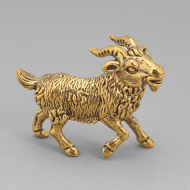 Large Brass Ornament, Three-Dimensional Sheep, Vintage Creative Craft Decoration, Twelve Zodiac Small Bronze Item