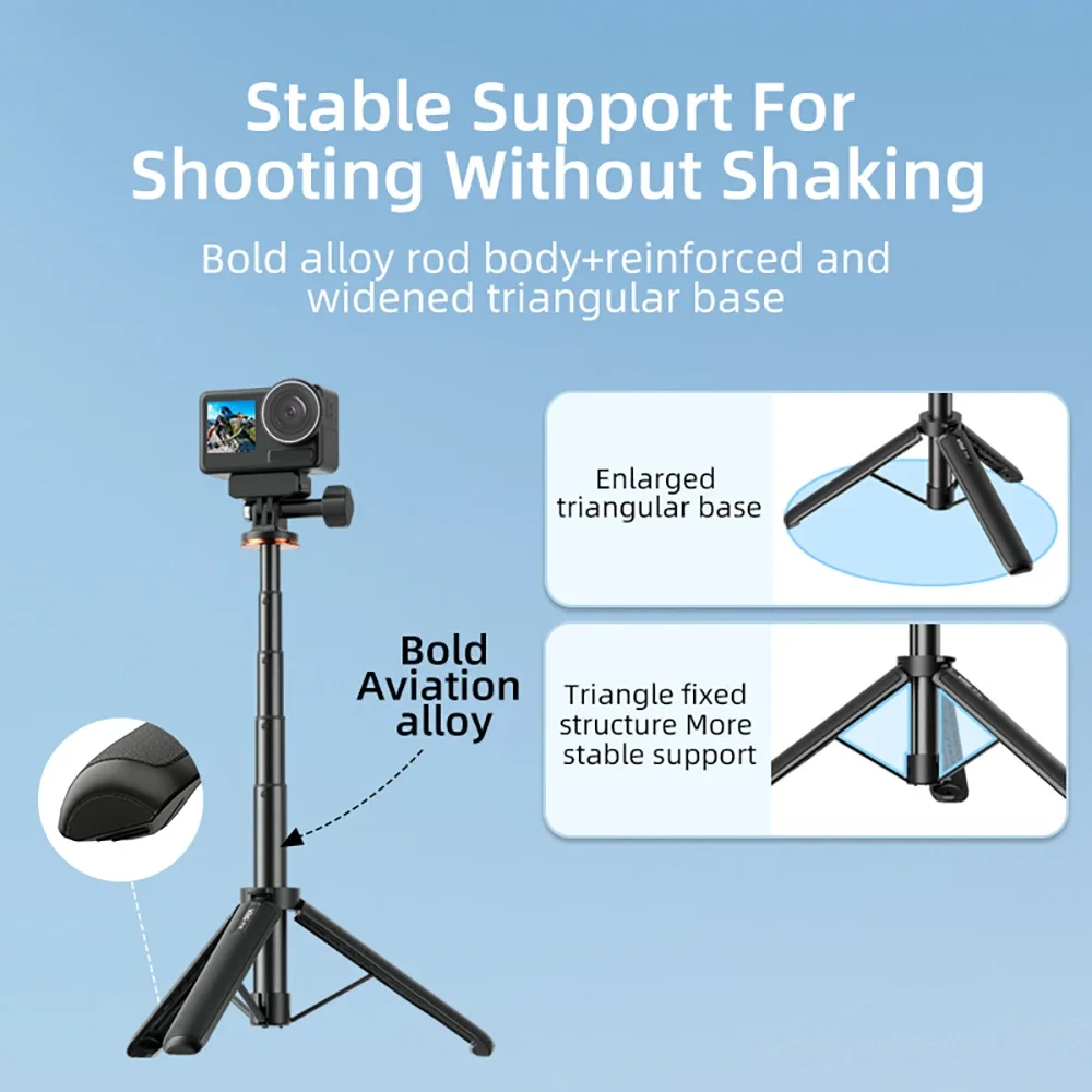 51cm selfie vara tripé para dji ação 5 pro/bolso 3/gopro/instalar 360 câmera telefone fotografia adereços suporte de altura ajustável