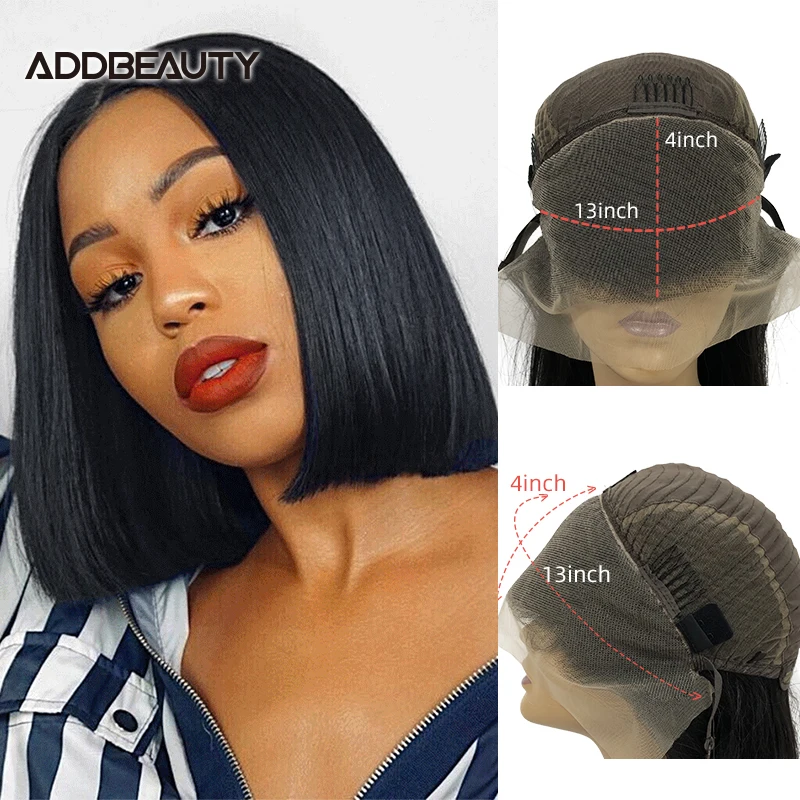 

Bob Wig Straight 4x4 Human Hair Wig Brazilian Short Bob Wig 13x4 Lace Frontal Wigs Human Hair Bob Wigs Natural Color Pre Plucked