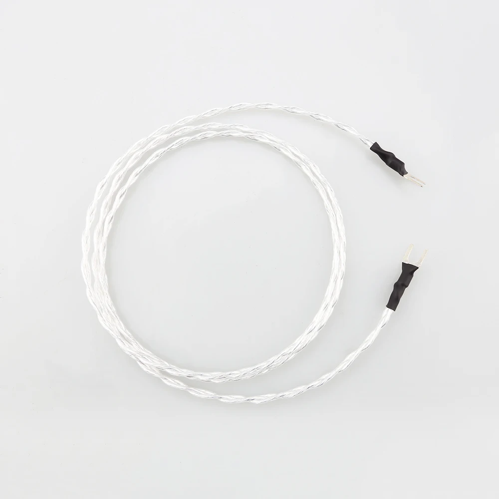 Cable de puente Chapado en plata de alta gama 3AG OFC, amplificador de vinilo LP, cable de tierra Chapado en plata Y, enchufe de pala, Cable de puente hifi