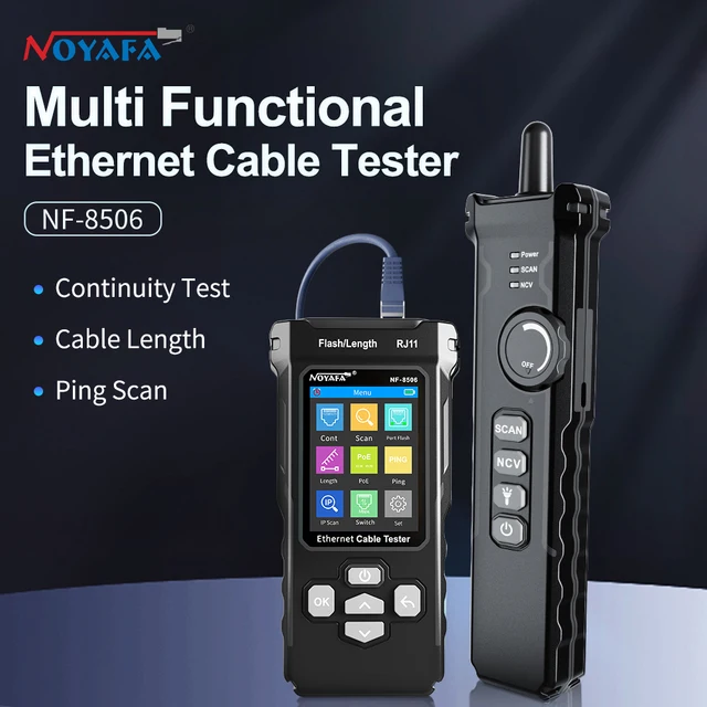 Wielofunkcyjny Tester kabel Ethernet NOYAFA NF 8506 skanowanie IP Ping Poe przewód testowy Test ciągłości lokalizator przewodów sieci RJ45 RJ11