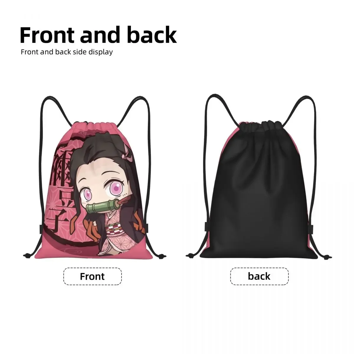 Custom Custom Kimetsu No Yaiba Nezuko Drawstring Backpack Sports Gym Bag Women Demon Slayer Anime Manga Training Sackpack