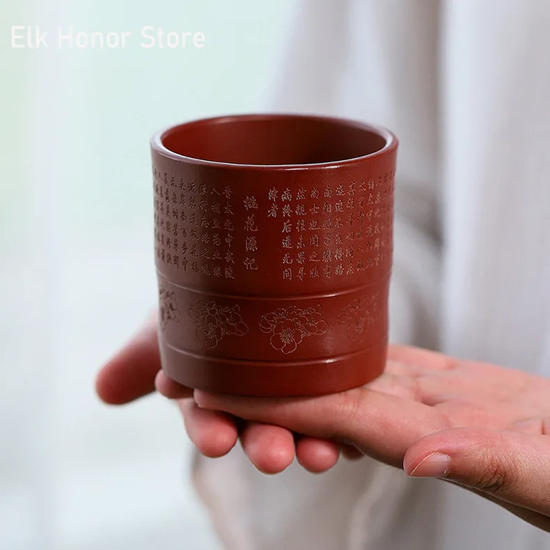 170ml Chinses Yixing Purple Clay Tea Cup Handmade Bamboo Joint Zisha Teacup Custom Tea Accessories Home Chazhan Master Cup Gift