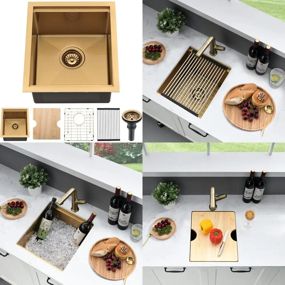 

Stainless Steel 16x19 Inch Undermount Single Bowl Kitchen Bar Sink, 18 Gauge for Small Spaces