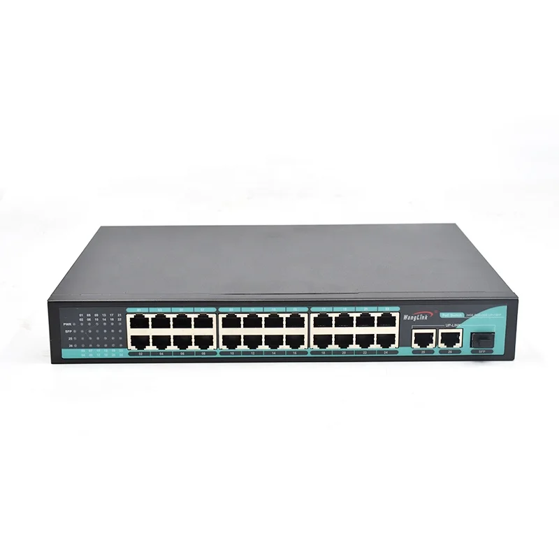 Imagem -02 - Wanglink 48v Poe Ethernet Switch 100mbps 24 Portas Poe Interruptor ai com Porta Sfp Apoio Verdog para Cctv ip Câmera