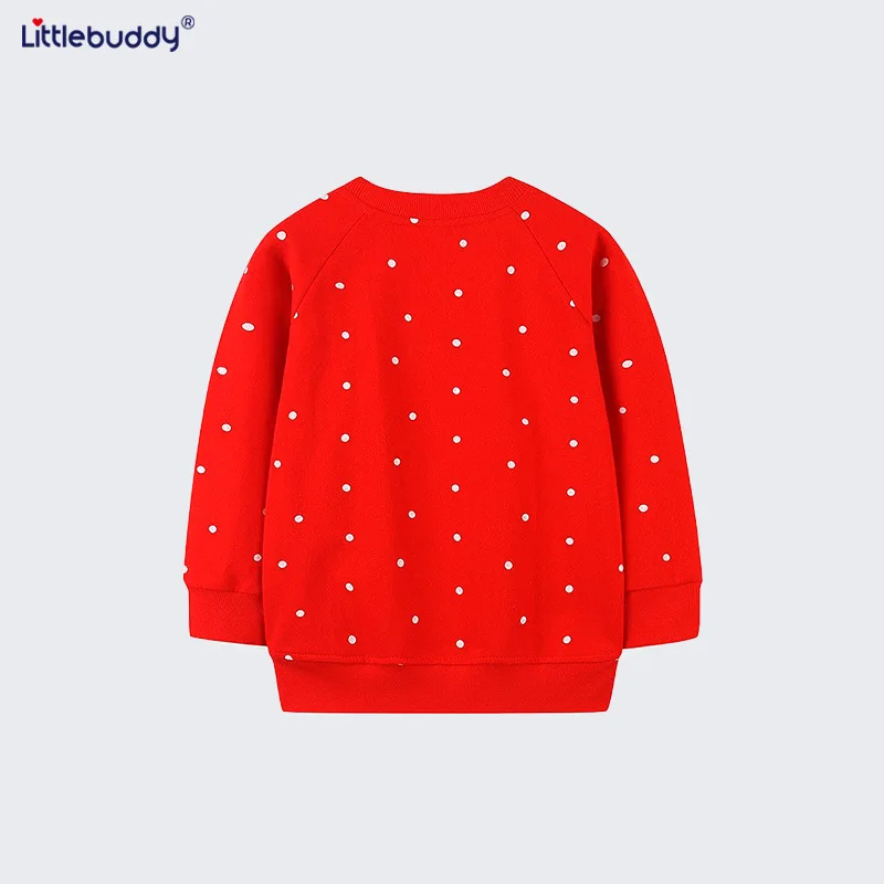 

Trendy Autumn Fashion Children's Clothing New Autumn Girls' Round Neck Sweatshirt Cartoon Polka Dot Kids' Sweatshirt