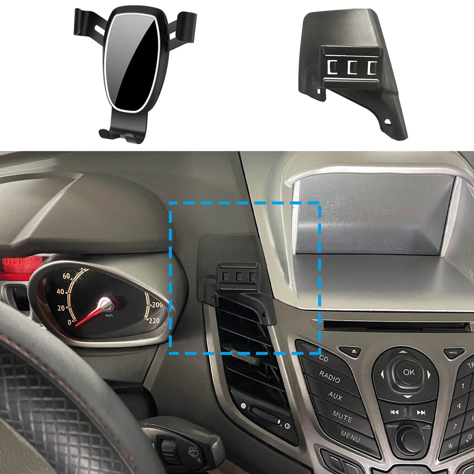 

fit for Ford Fiesta 2009 2010 2011 2012-2014 ​​Navigation Bracke Screen Base Phone Holder Mount Car ​​accessoires