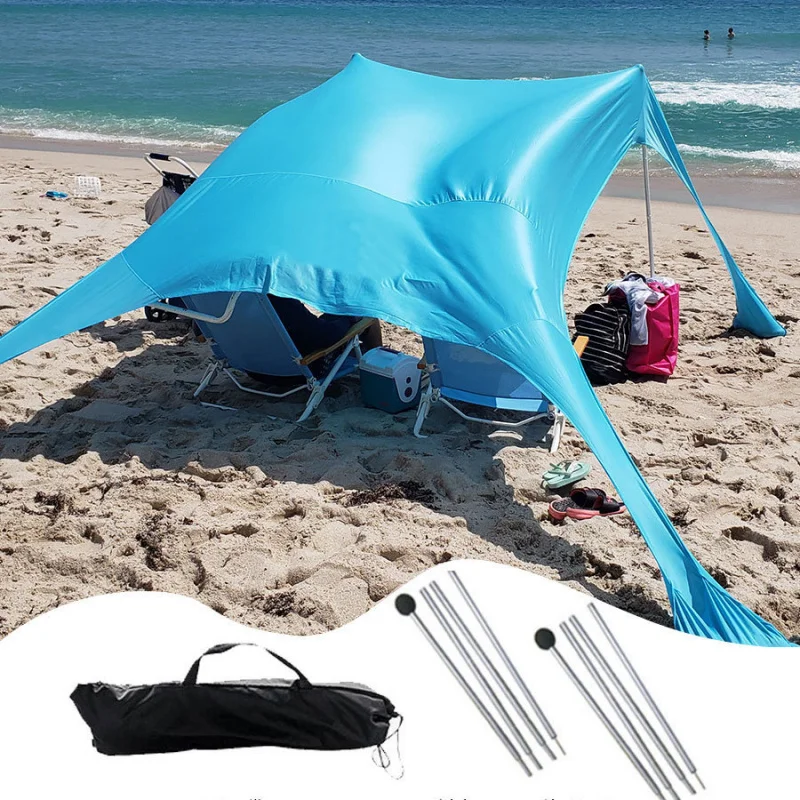 Multi-Specification Beach Vacation Leisure Canopy Outdoor Portable Beach Canopy Lycra Fabric Windproof Sunshade Canopy