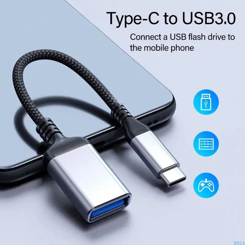 R91A Металлический, усиленный USB тип C Самцовый мужчина до USB Женский адаптер быстрая зарядка шнур передачи данных для