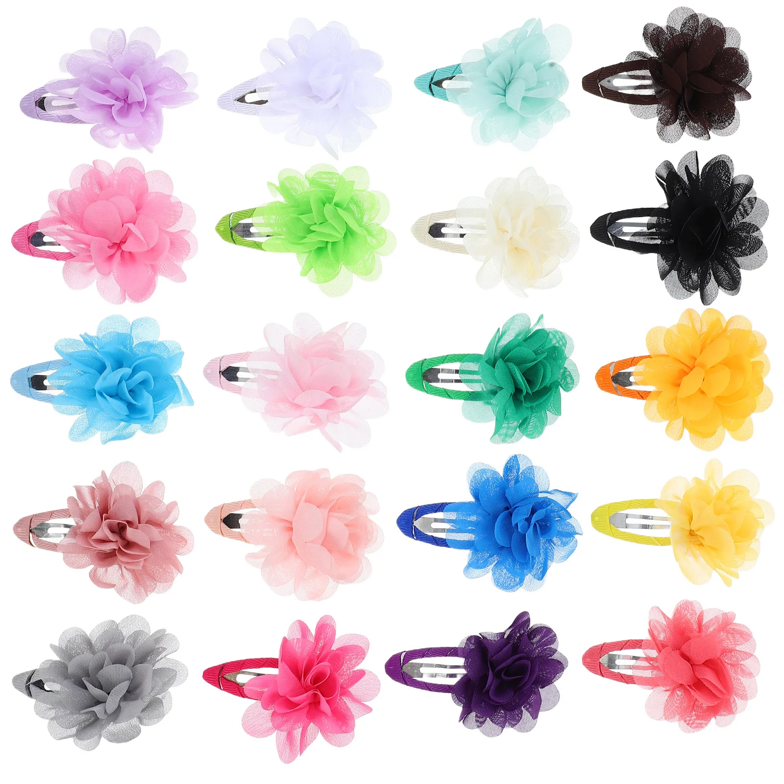 20 قطعة دبوس الشعر زهرة للفتيات الشيفون الاطفال مقاطع الشعر المشابك مختلط اللون خفيفة الوزن الطفل دبوس الشعر هدية مثالية للطفل
