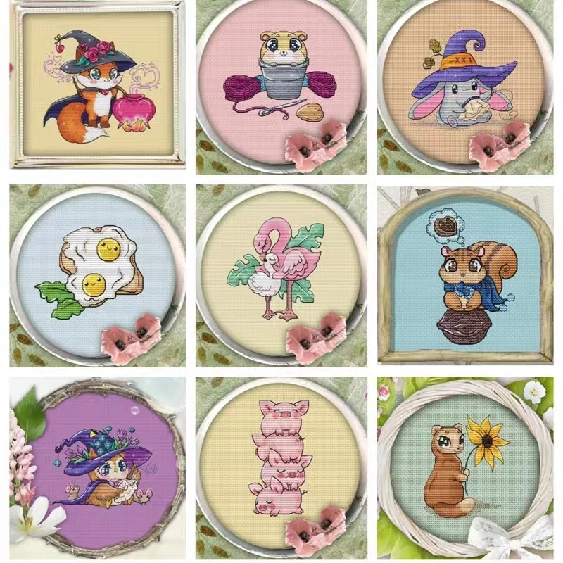 1260 Homefun Cross Stitch Kit Package Greeting Needlework Counted Kits New Style Kits Embroidery On Sale Stich Set Hobby Cartoon
