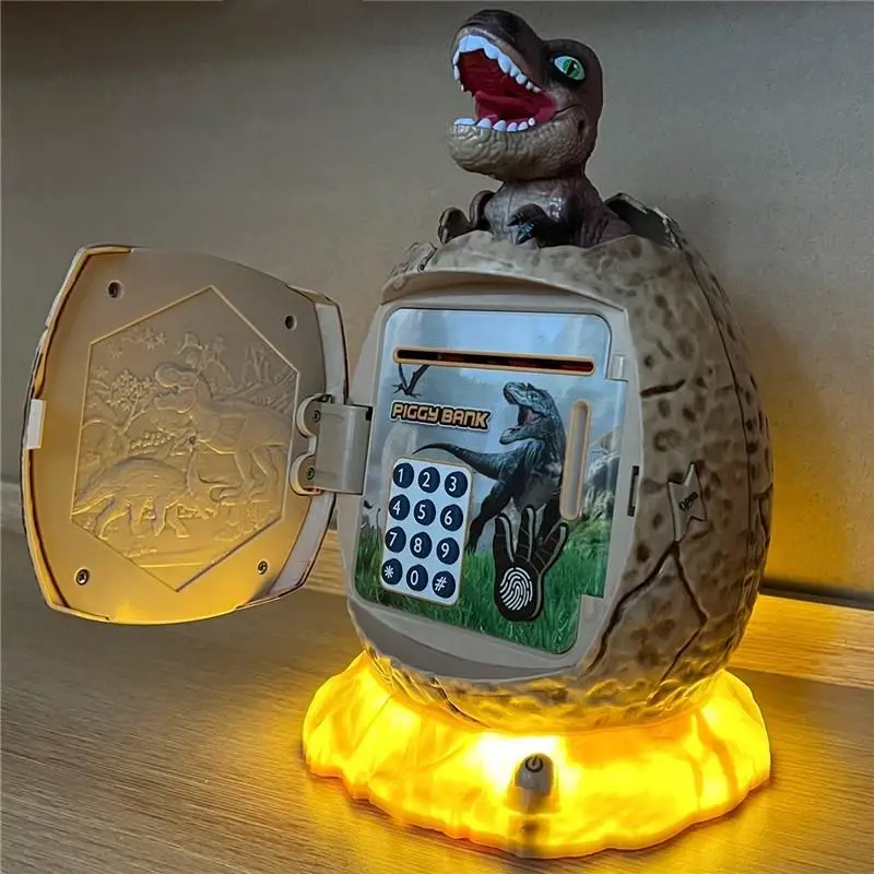 

Dinosaur Digital Password Electronic Fingerprint Luminous Piggy Bank To Save Money and Banking Games Toys, Money Box Kids