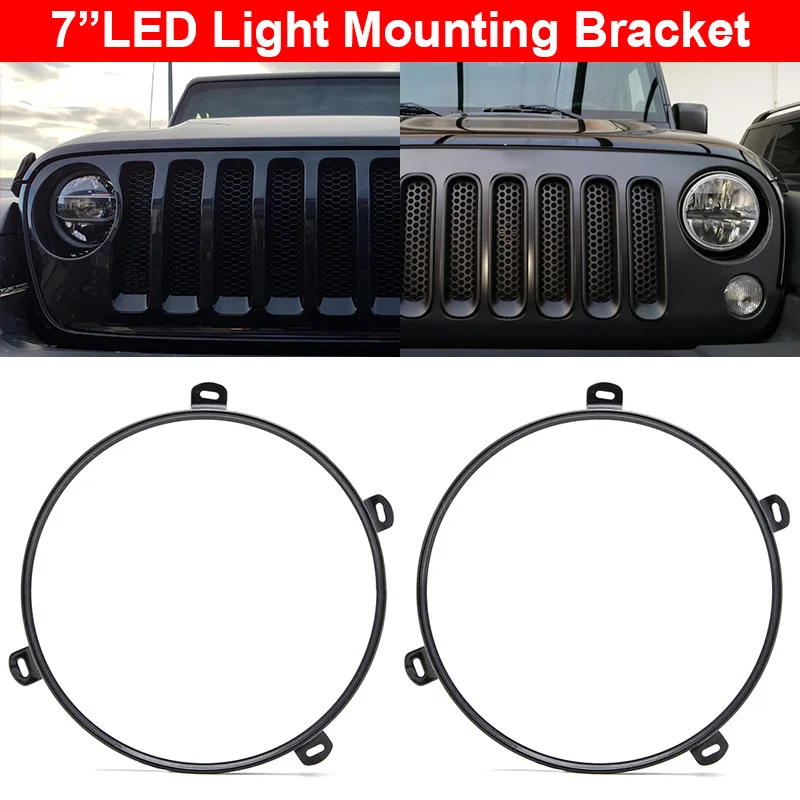 2pcs 7 Inch Round Headlight Mounting Retaining Bracket Ring For Jeep Wrangler JK TJ car Acessories Install Support Mount Bracket